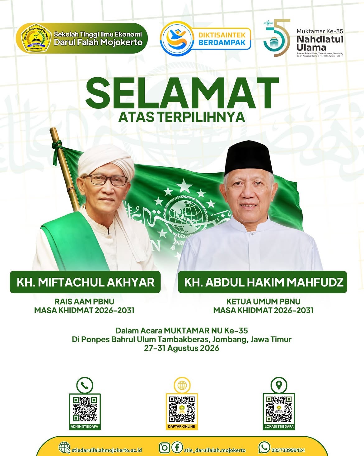 SELAMAT & SUKSES Rais Aam & Ketum PBNU